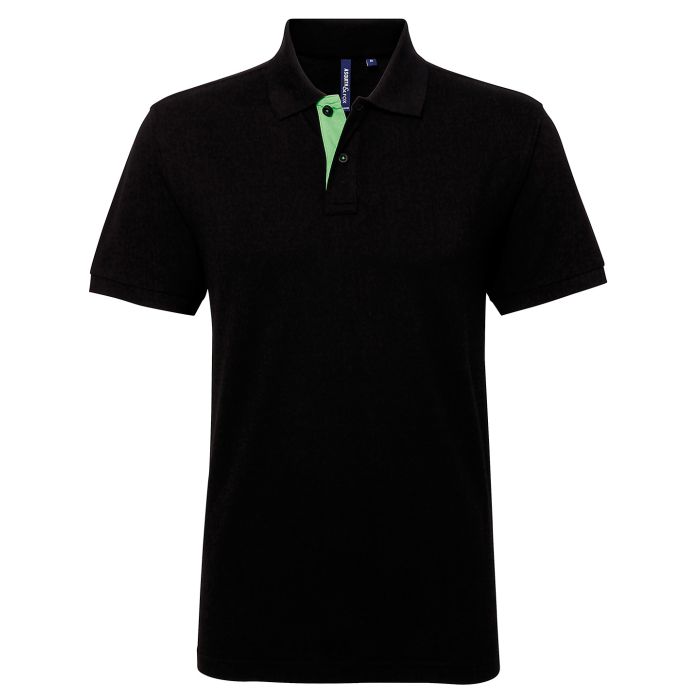 Men's classic fit contrast polo - Black/Lime - M Men's classic fit contrast polo - Black/Lime - M