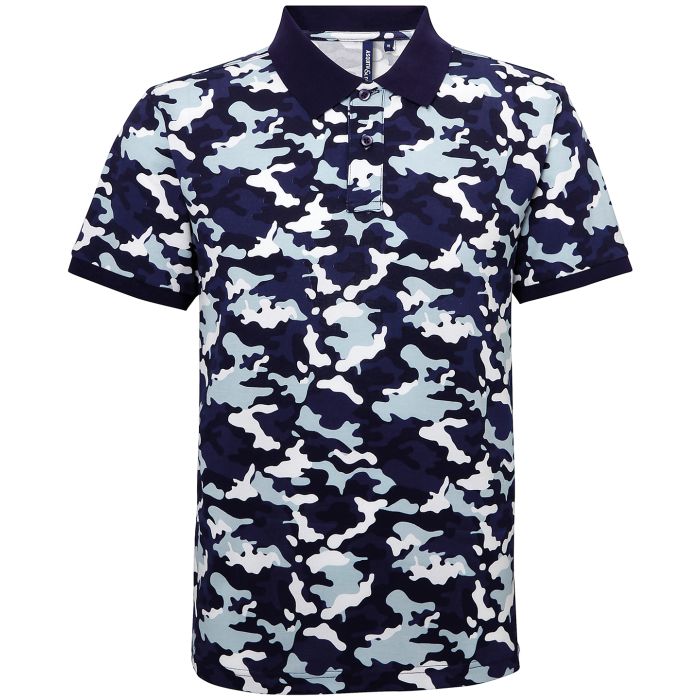 Men's camo piqué polo - Camo Blue - S Men's camo piqué polo - Camo Blue - S