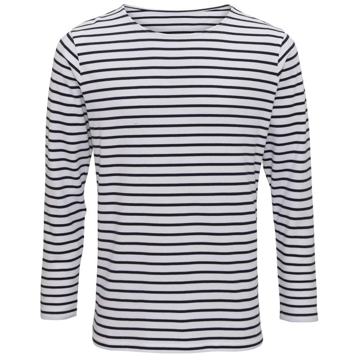 Men's Marinière coastal long sleeve tee - White/Navy - S