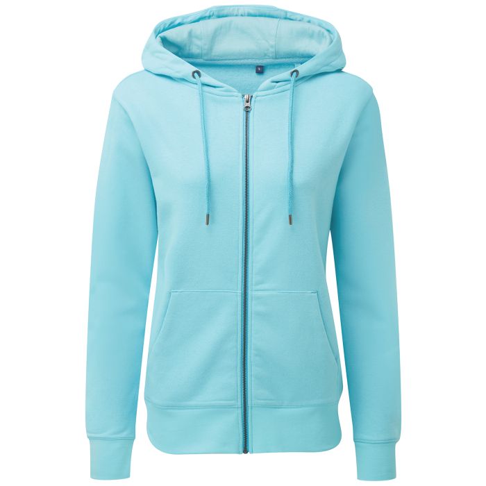 Women's zip-through organic hoodie - Bright Ocean - S Women's zip-through organic hoodie - Bright Ocean - S