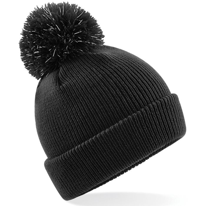 Junior reflective bobble beanie - Black - One size