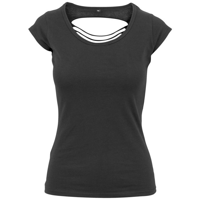 Women's back cut tee - Black - XS
