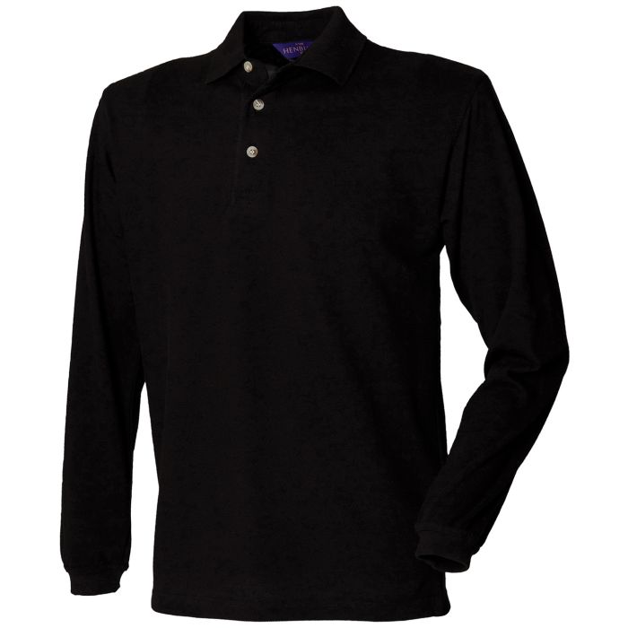 Long sleeve cotton polo shirt - Black - S Long sleeve cotton polo shirt - Black - S