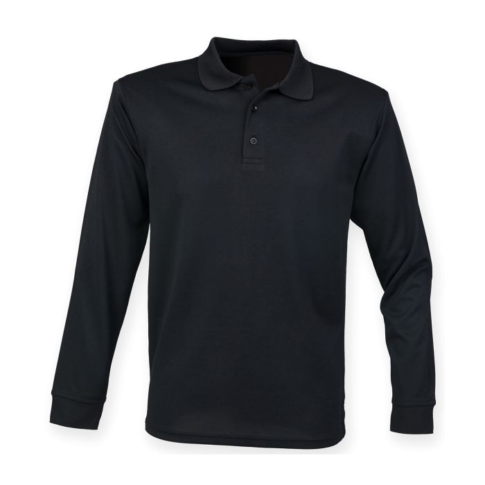 Long sleeve Coolplus® polo shirt - Black*† - XXS Long sleeve Coolplus® polo shirt - Black*† - XXS