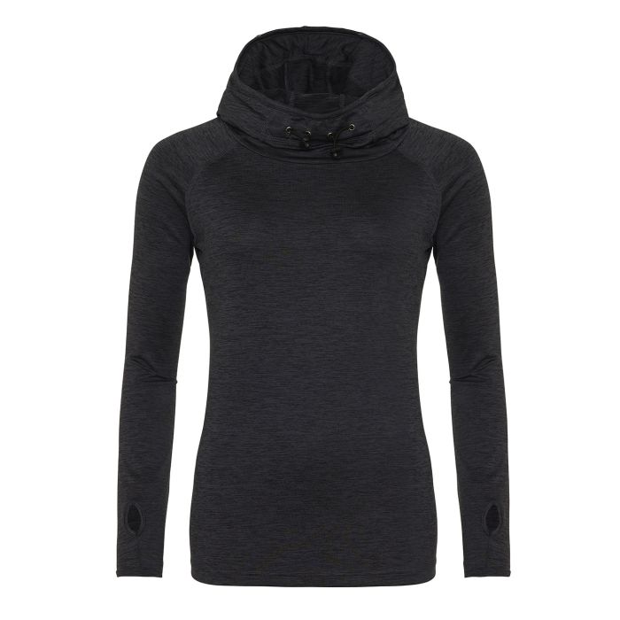Women's cool cowl neck top - Black Slate Melange - XS Women's cool cowl neck top - Black Slate Melange - XS