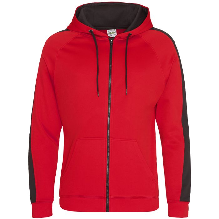 Sports polyester zoodie - Fire Red/Jet Black - S Sports polyester zoodie - Fire Red/Jet Black - S