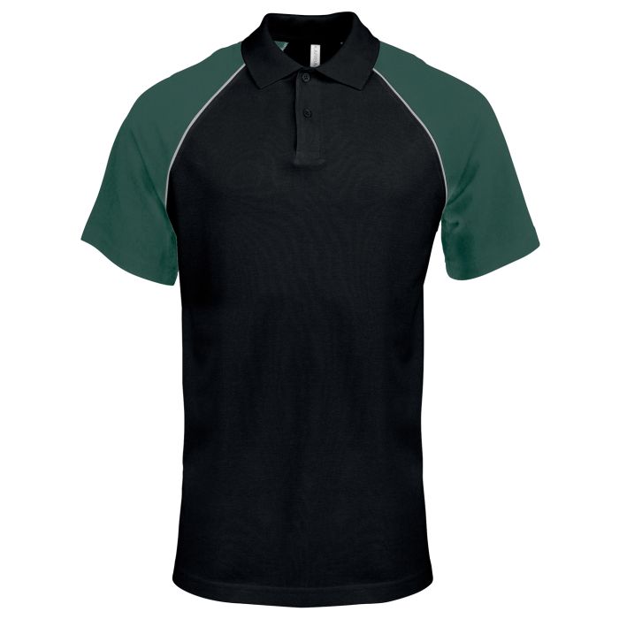 Polo baseball contrast polo shirt - Black/Light Grey/Green - S Polo baseball contrast polo shirt - Black/Light Grey/Green - S