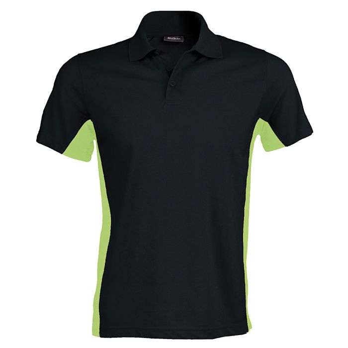 Flags short sleeve bi-colour polo shirt - Black/Lime - M Flags short sleeve bi-colour polo shirt - Black/Lime - M