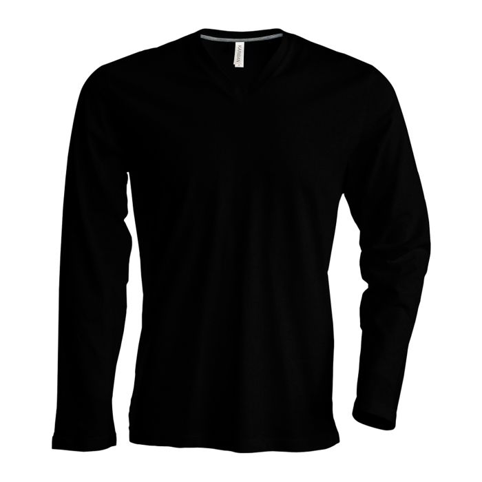 Men's long-sleeved V-neck T-shirt - Black - S Men's long-sleeved V-neck T-shirt - Black - S