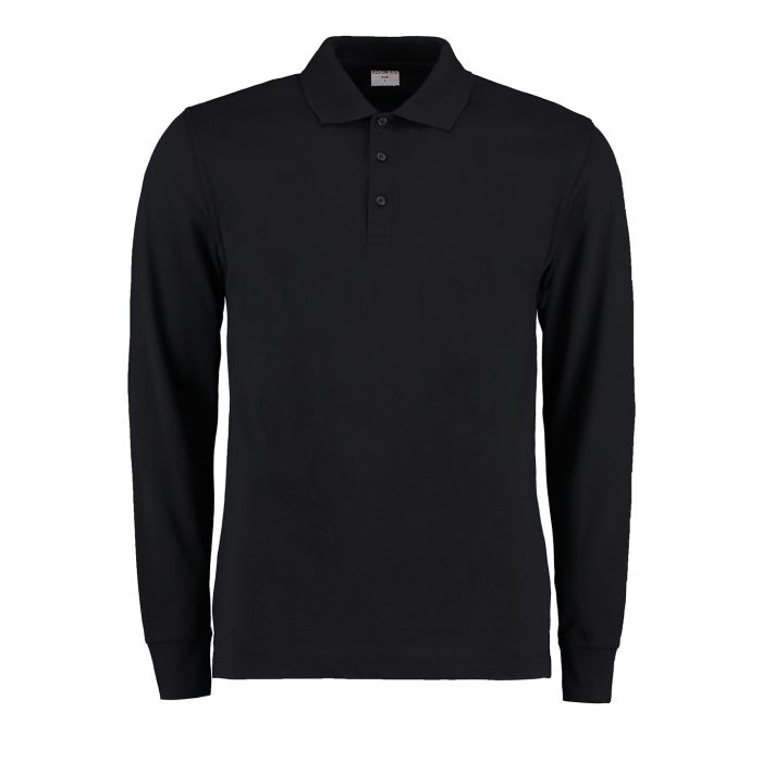 Piqué polo long-sleeved (classic fit) - Black - S Piqué polo long-sleeved (classic fit) - Black - S