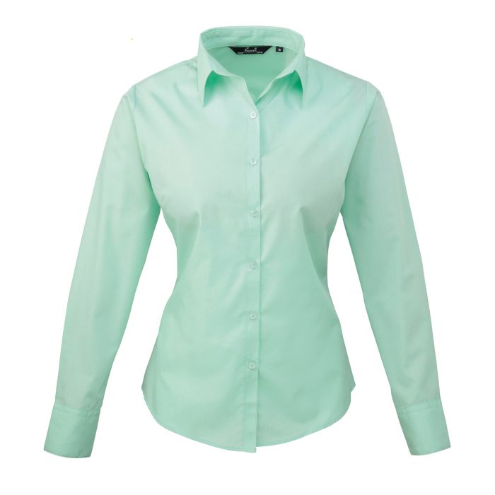 Women's poplin long sleeve blouse - Aqua - Wom 6 Women's poplin long sleeve blouse - Aqua - Wom 6