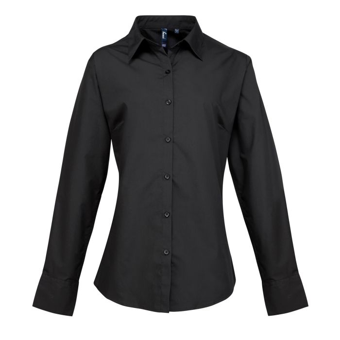 Women's supreme poplin long sleeve shirt - Black - Wom 10
