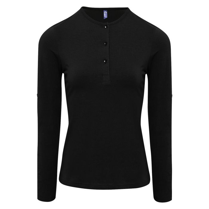 Women's Long John roll-sleeve tee - Black - XS