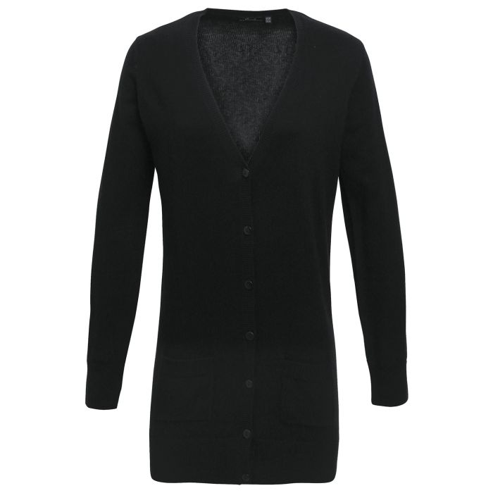 Women's longline knitted cardigan - Black - Wom 8