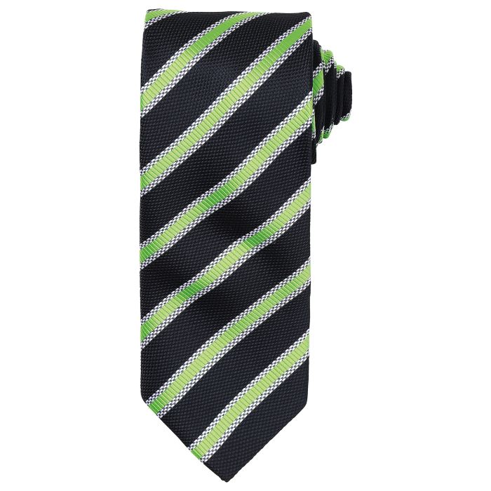 Waffle stripe tie - Black/Lime - One size