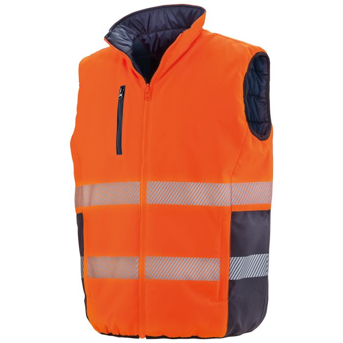 Reversible soft padded gilet - Fluorescent Orange/Navy - S