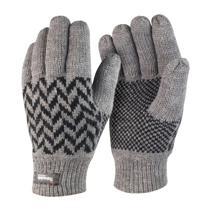 Pattern Thinsulate™ glove - Grey/Black - L/XL
