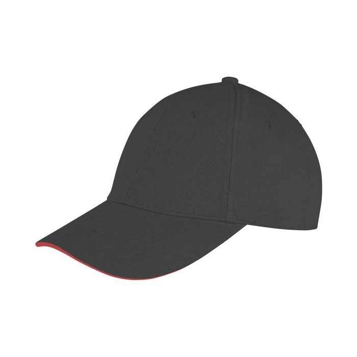 Memphis brushed cotton low-profile sandwich peak cap - Black/Red - One size Memphis brushed cotton low-profile sandwich peak cap - Black/Red - One size