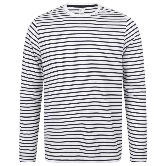 Unisex long-sleeved striped T - White/Oxford Navy - XXS