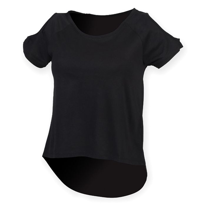 T-shirt with drop detail - Black - XS