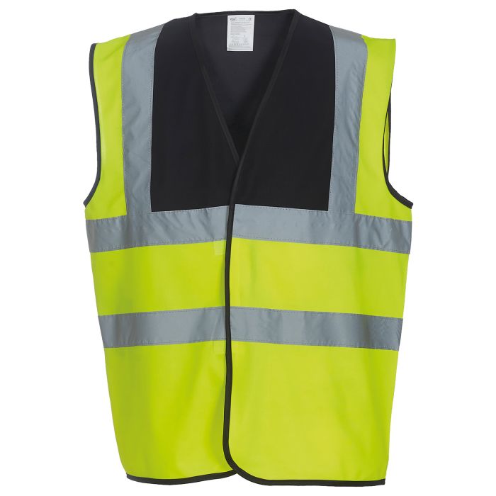 Hi-vis 2-band-and-braces waistcoat (HVW100) - Black Yoke/Yellow - S
