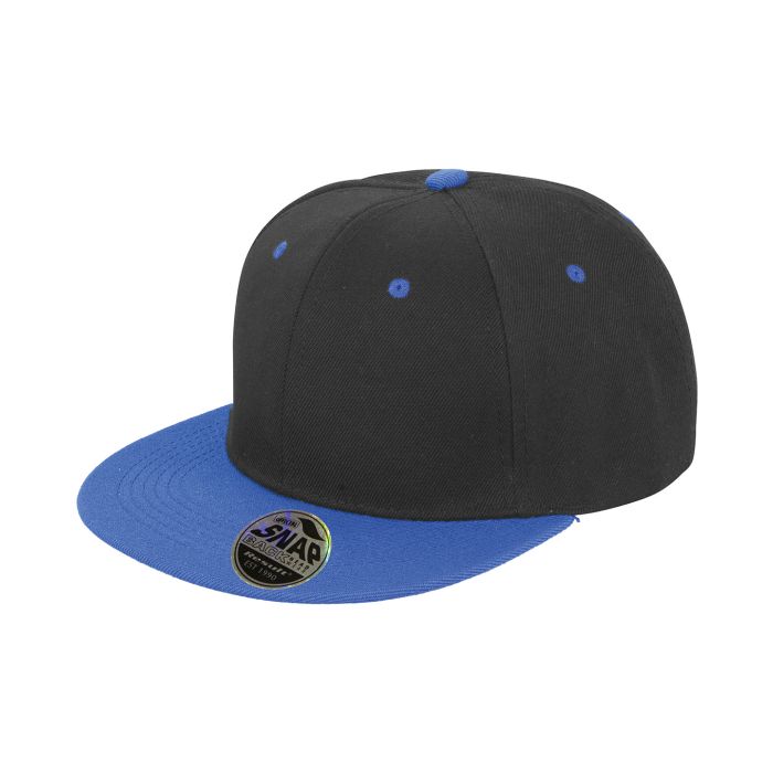 Bronx original flat peak snapback dual colour cap - Black/Azure - One size