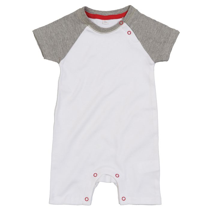 Baby baseball playsuit - White/Heather Grey Melange/Red - 3/6 Months Baby baseball playsuit - White/Heather Grey Melange/Red - 3/6 Months