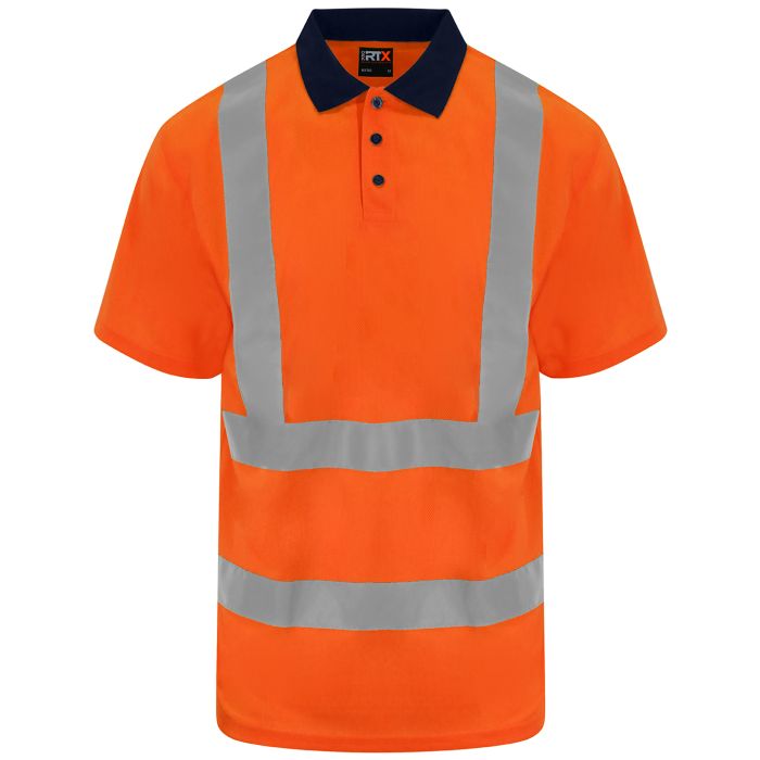 High visibility polo - HV Orange/Navy - S