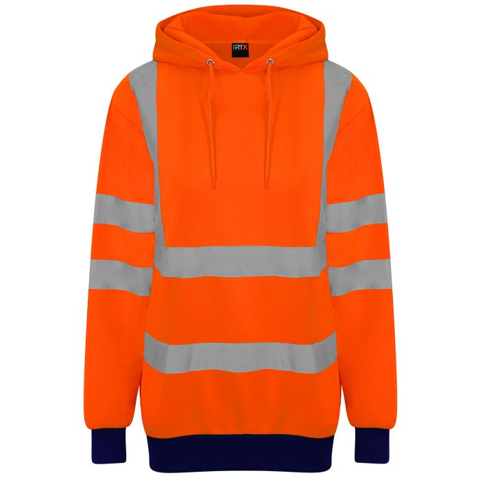 High visibility hoodie - HV Orange/Navy - S