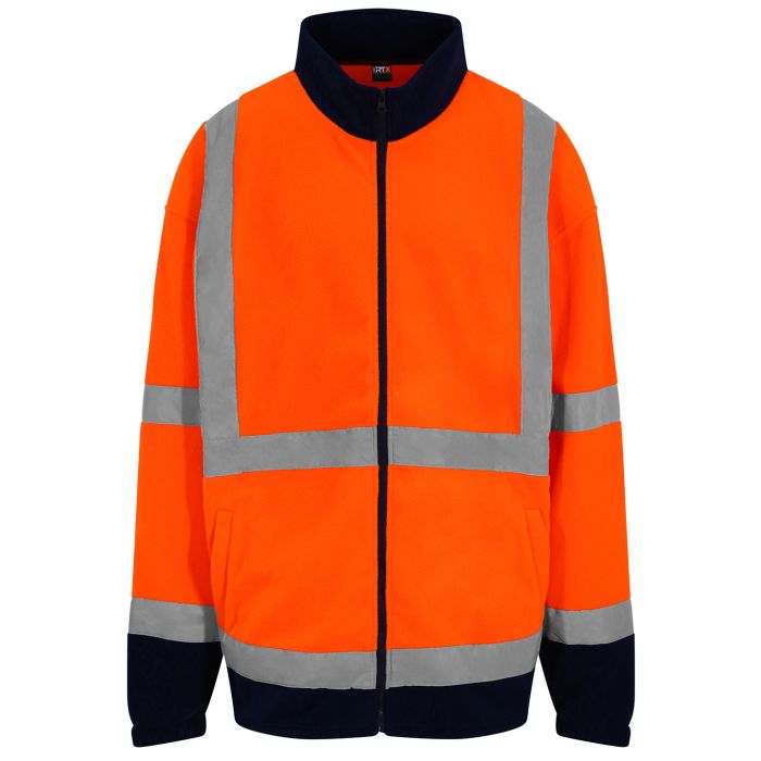 High visibility full-zip fleece - HV Orange/Navy - M