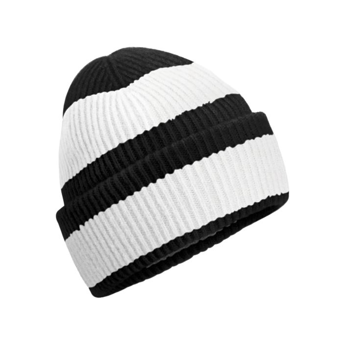 Colour block beanie - Black/Soft White - One Size