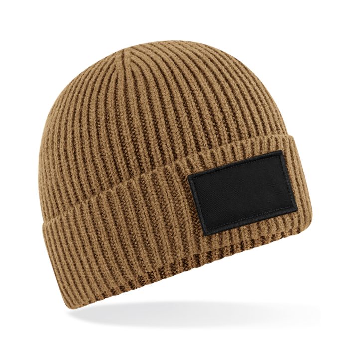 Fashion patch beanie - Biscuit/Black - One size Fashion patch beanie - Biscuit/Black - One size