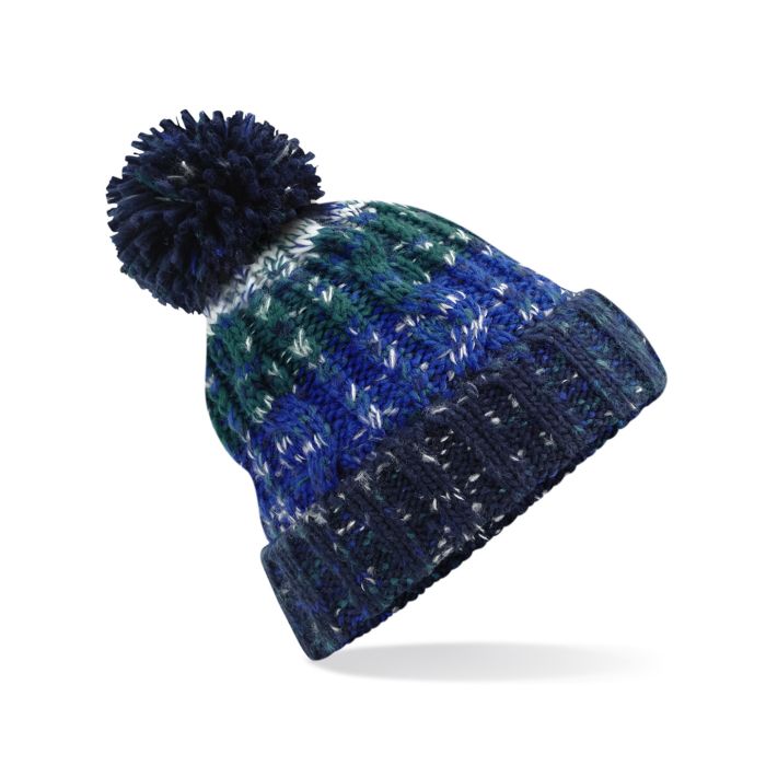 Corkscrew pom pom beanie - Alpine Blues - One size