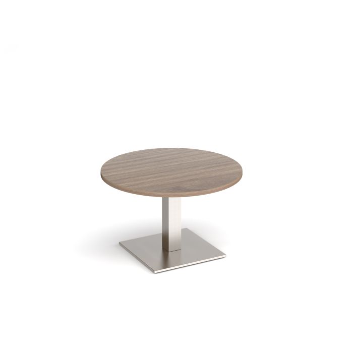 Brescia circular coffee table with flat square base-Barcelona Walnut Brescia circular coffee table with flat square base-Barcelona Walnut