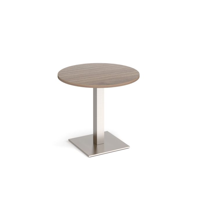 Brescia circular dining table with flat square base-Barcelona Walnut Brescia circular dining table with flat square base-Barcelona Walnut