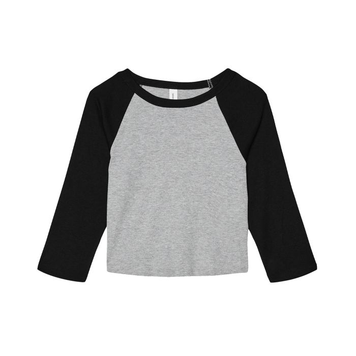 Women’s micro rib 3/4 raglan baby t-shirt - Athletic Heather/Black - XS Women’s micro rib 3/4 raglan baby t-shirt - Athletic Heather/Black - XS