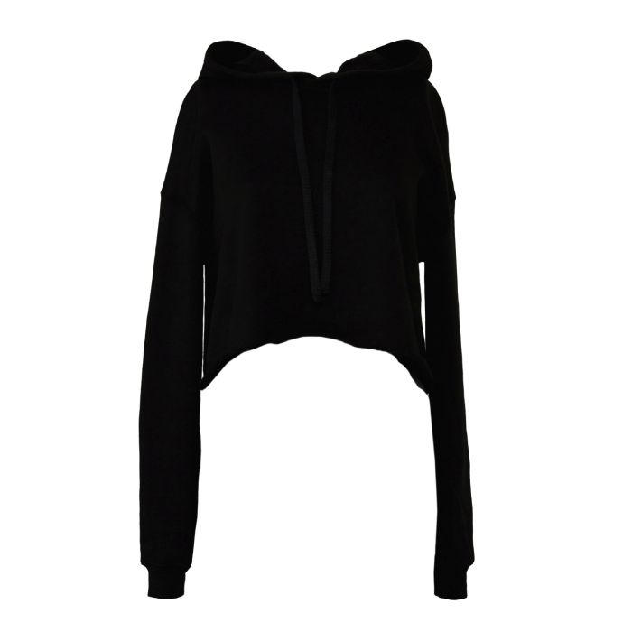 Women's cropped fleece hoodie - Black - S
