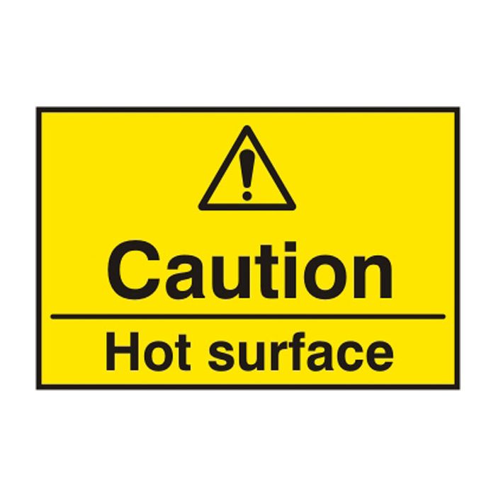 CAUTION HOT SURFACE SAV 75MM X 50MM - Yellow CAUTION HOT SURFACE SAV 75MM X 50MM - Yellow