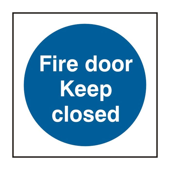 FIRE DOOR KEEP CLOSED SAV 100MM X 100MM - White/Blue FIRE DOOR KEEP CLOSED SAV 100MM X 100MM - White/Blue