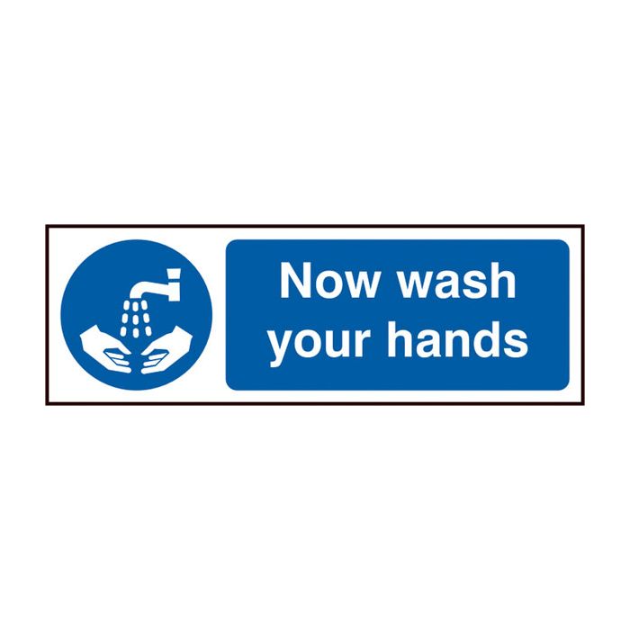 NOW WASH YOUR HANDS SAV 300MM X 100MM - White/Blue NOW WASH YOUR HANDS SAV 300MM X 100MM - White/Blue