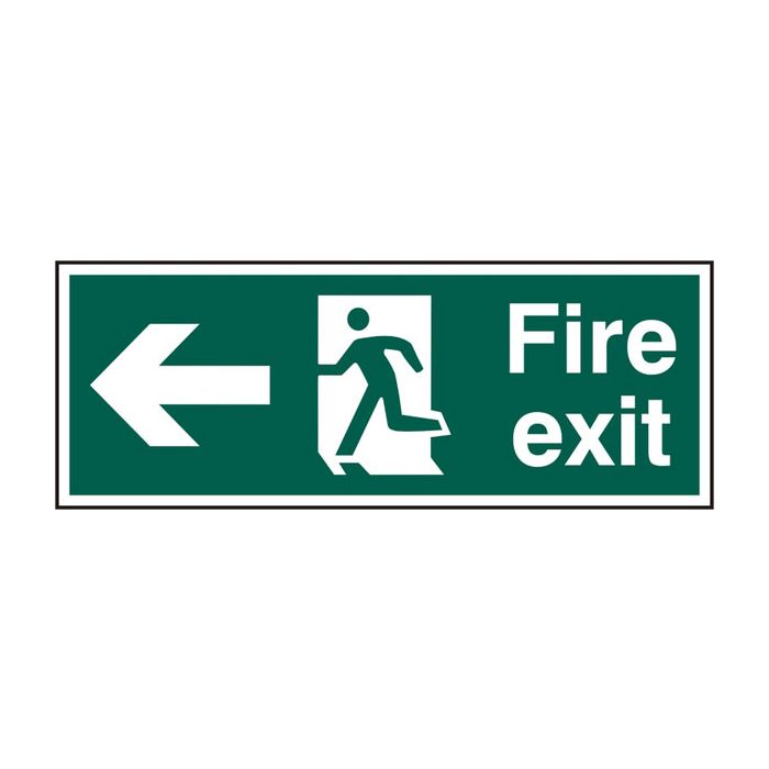 FIRE EXIT MAN ARROW LEFT RPVC 400MM X 150MM - Green