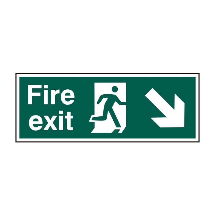 FIRE EXIT MAN ARROW D/R RPVC 400MM X 150MM - Green