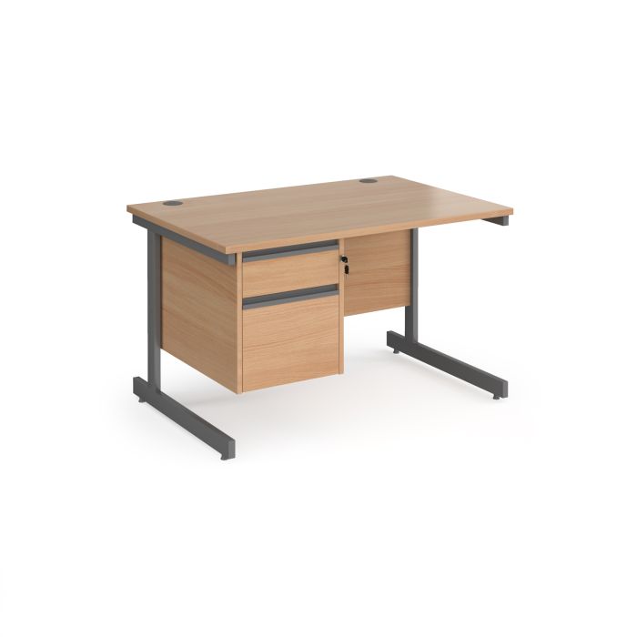 Contract 25 cantilever leg straight desk with 2 drawer pedestal-Beech Contract 25 cantilever leg straight desk with 2 drawer pedestal-Beech