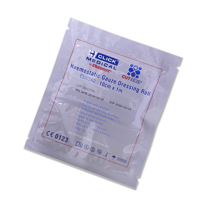 CLICK MEDICAL CUT-EEZE HAEMOSTATIC DRESSING Z FOLD - White CLICK MEDICAL CUT-EEZE HAEMOSTATIC DRESSING Z FOLD - White