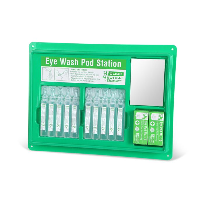 CLICK MEDICAL EYEWASH POD STATION (10X20ml) - Green