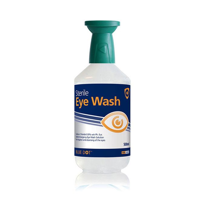 BLUE DOT EYEWASH BOTTLE 500ml C/W CAP - Clear