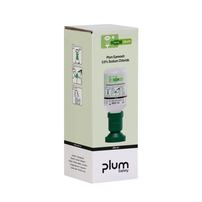 PLUM EYEWASH/200ML 0.9 PERCENT SODIUM CHLORIDE EYECUP 1 BOX - Clear