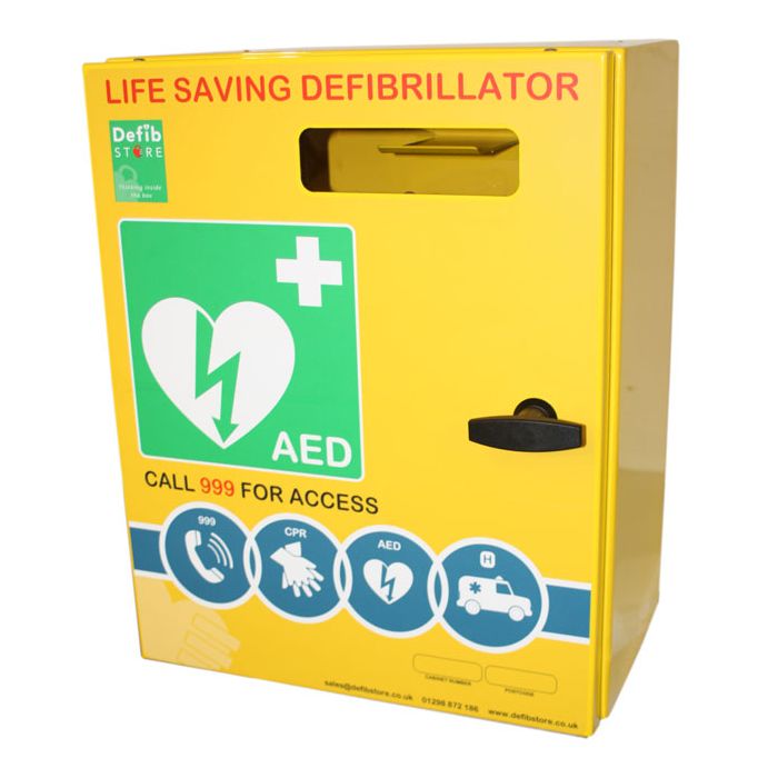 DEFIBRILLATOR STAINLESS STEEL CABINET NO LOCK & ELECTRICS - Yellow DEFIBRILLATOR STAINLESS STEEL CABINET NO LOCK & ELECTRICS - Yellow