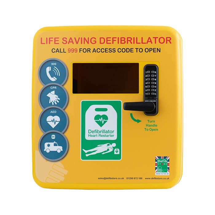 DEFIBRILLATOR POLYCARBONATE CABINET C/W LOCK HEATER LIGHT - Yellow