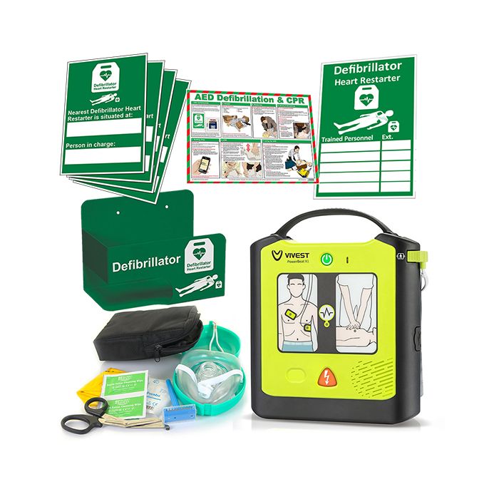 VIVEST POWER BEAT SEMI-AUTO DEFIBRILLATOR INDOOR PACKAGE - Green VIVEST POWER BEAT SEMI-AUTO DEFIBRILLATOR INDOOR PACKAGE - Green